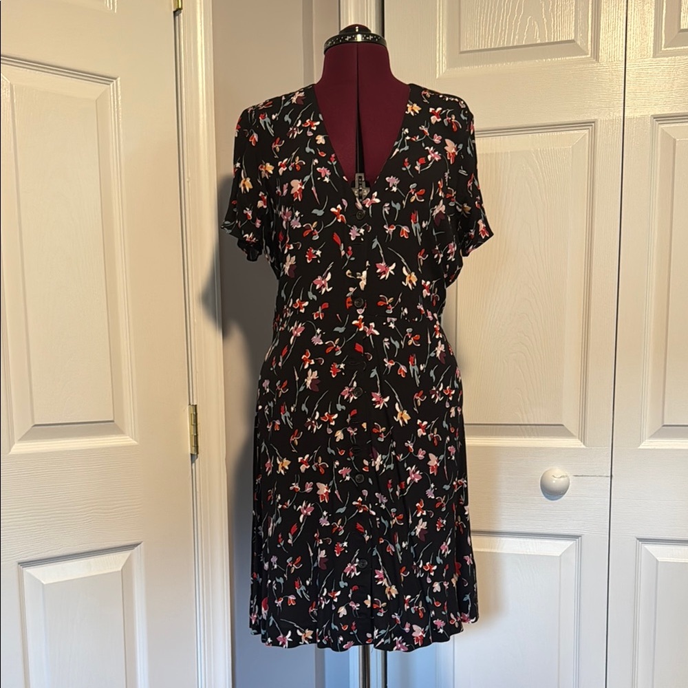 Madewell Floral Black Dress, size 10